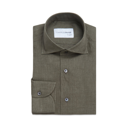 DARK GREEN LINEN SHIRT